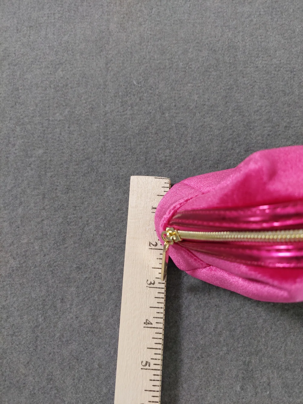 Lancome Paris Hot Pink Velvet Cosmetic Bag Makeup Pouch Magenta Gold Zip Travel